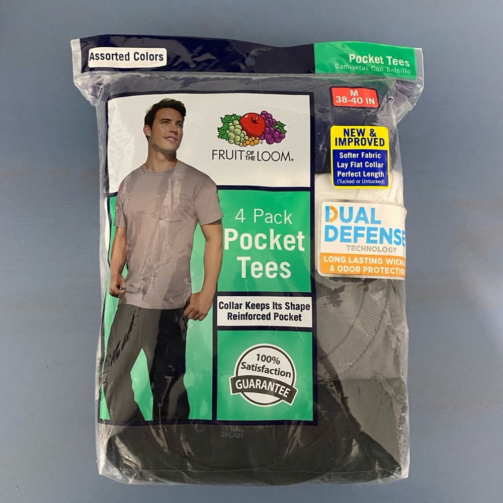Fruit of the Loom Assorted Colors Pocket Tees